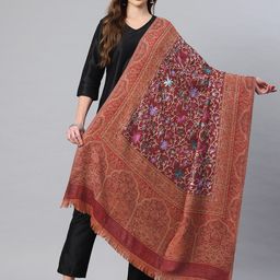 SWI Stylish Floral Aari Embroidered Woollen Shawl-picture-19