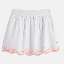 Tommy Hilfiger Girls Brand Logo Embroidered Pure Cotton Flared Skirt-image-74