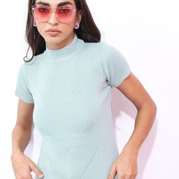 KETCH Women Blue Cable Knit Acrylic Pullover-image-88