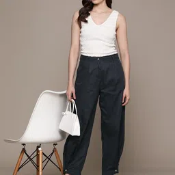 Moda Rapido Women Pure Cotton Cropped Trousers-picture-23