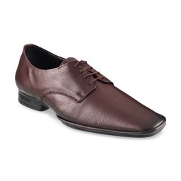 Mochi Men Brown Textured Leather Formal Derbys-image-81