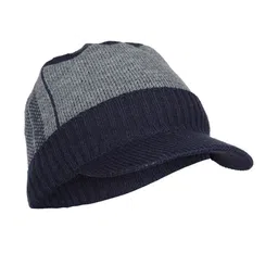 iSWEVEN Unisex Blue & Grey Solid Woven Expandable Visor Cap-image-46