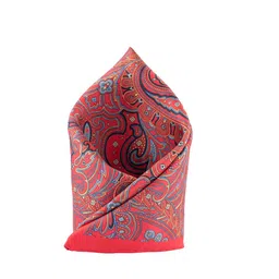 The Tie Hub Men Red & Blue Printed Silk Pocket Square-image-87