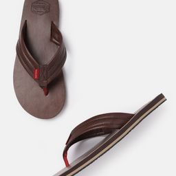 Woodland Men Brown Solid Leather Comfort Sandals-image-24