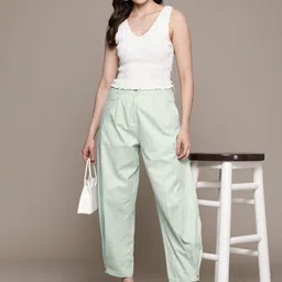 Moda Rapido Women Pure Cotton Cropped Trousers-picture-17