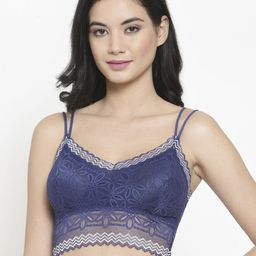 PrettyCat Blue Lace Non-Wired Lightly Padded Bralette Bra PC-SB-5182-BLU-36B-57