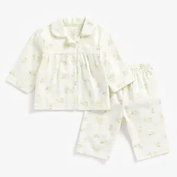 mothercare Girls Off-White Printed Pure Cotton Night suit-image-81