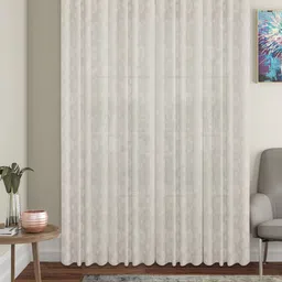 HOSTA HOMES Cream-Coloured Set of 4 Geometric Door Curtain-4