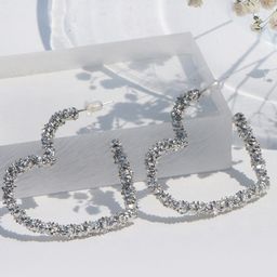 JOKER & WITCH Silver-Toned Heart Shaped Hoop Earrings-48