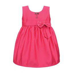 Wish Karo Girls Pink Solid Fit and Flare Dress-image-33