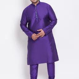 Hangup Men Purple Dupion Silk Kurta with Churidar-picture-49
