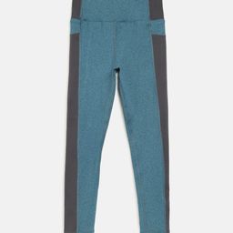 CHIMPRALA Girls Green & Grey Solid Tights-picture-2