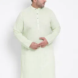 Hangup Men Green Linen Sleeves Kurta-image-75