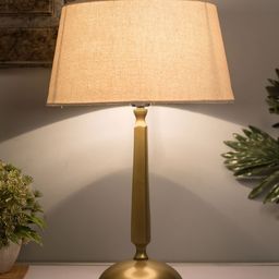 Homesake Gold-Toned & White Solid Handcrafted Classic Cubist Bedside Standard Lamp-11