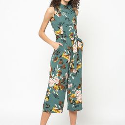 Gipsy Women Teal Green Printed Culotte Jumpsuit-60