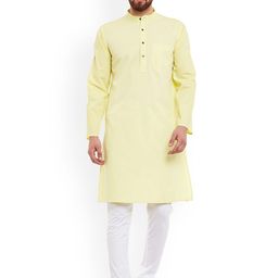 even Men Yellow Solid Straight Kurta-picture-20