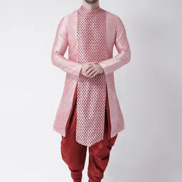 DEYANN Men Pink Printed Straight Kurta-image-48