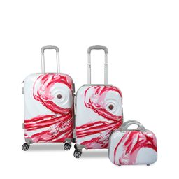 Polo Class Unisex Set Of 3 Red & White Printed Trolley & Vanity Bags-28