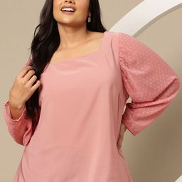 Sztori Plus Size Dobby Puff Sleeve Top-picture-42