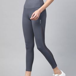 Fitkin Women Charcoal Grey Solid Cropped Training Tights-image-75