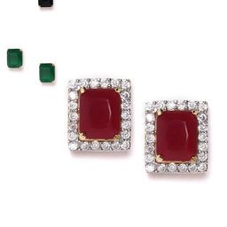 YouBella Set of 3 Stone-Studded Gold-Plated Interchangeable Geometric Studs image 1