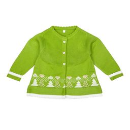 MeeMee Girls Green Self Design Front-Open Woolen Sweater-image-12