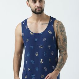 Huetrap Men Blue Printed Scoop Neck T-shirt-picture-0