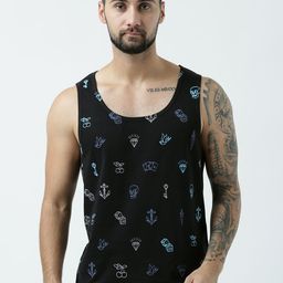 Huetrap Men Black Printed Scoop Neck T-shirt-image-86