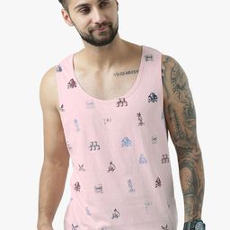 Huetrap Men Pink Printed Scoop Neck T-shirt-image-83