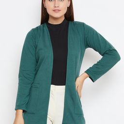 Belle Fille Women Green Solid Open Front Shrug-picture-7