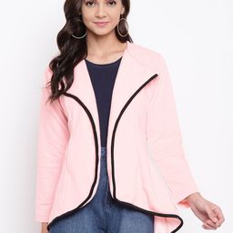 Belle Fille Women Pink Solid Open Front Jacket-23