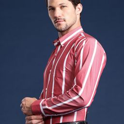 Hancock Men Striped Slim Fit Pure Cotton Formal Shirt-image-83