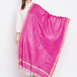 Clora Creation Magenta & Gold-Toned Solid Dupatta-2