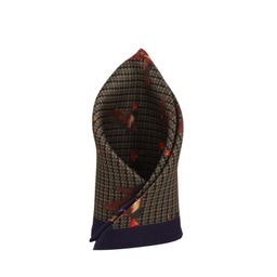 Louis Philippe Men Beige & Navy Blue Printed Silk Pocket Square-image-96