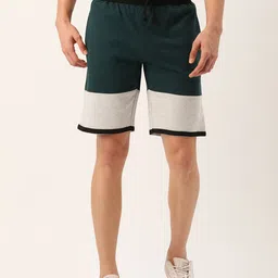 ARISE Men Teal Blue & White Colourblocked Shorts-image-123