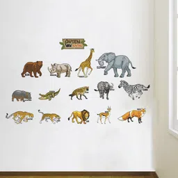 rawpockets Multicolored Wild Animals Wall Sticker-image-86