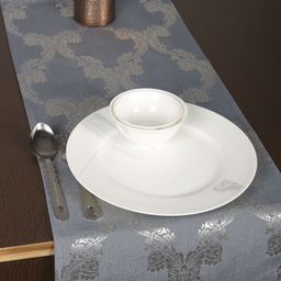 Home Blue & Silver-Toned Woven Design Table Runner-46