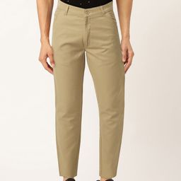 JAINISH Men Beige Smart Slim Fit Solid Chinos-image-13