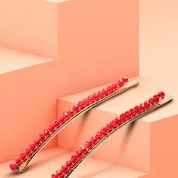 hair drama co. Hair Drama Company Set Of 2 Red Embellished Crystal Pin-picture-20