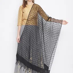 Clora Creation Black & White Woven Design Dupatta-29