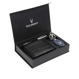 WildHorn Men Black & Blue RFID Protected Genuine Leather Wallet & Pen Accessory Gift Set-picture-31