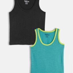 METRO KIDS COMPANY Boys Navy Blue & Turquoise Blue Pack of 2 Solid Vest-43
