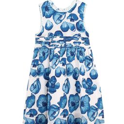My Little Lambs Girls Off-White & Blue Floral Print Fit and Flare Dress-image-84