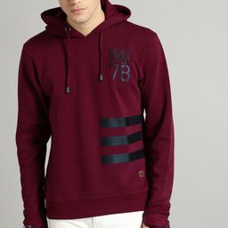 Roadster Men Maroon Solid Hooded Sweatshirt-image-34