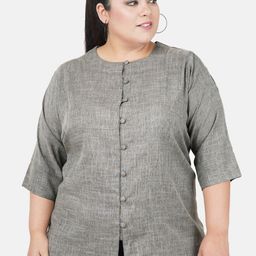 Indietoga Women Grey Solid Plus Size Top-picture-31