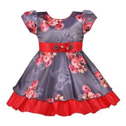 Wish Karo Girls Red Printed Fit and Flare Dress-image-59