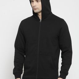 Kalt Men Black Solid Hooded Sweatshirt-image-2
