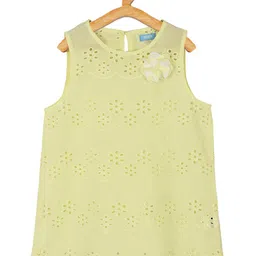 Miyo Girls Lime Green Self Design Pure Cotton Regular Top-picture-47