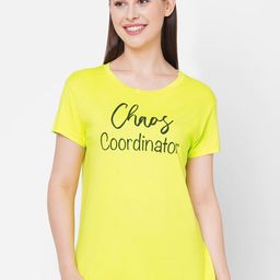 Mystere Paris Women Yellow & Black Printed Cotton Lounge T-Shirt-picture-42