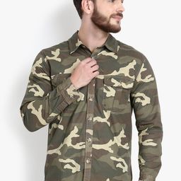 Kotty Men Olive Green Regular Fit Printed Casual Shirt-picture-18